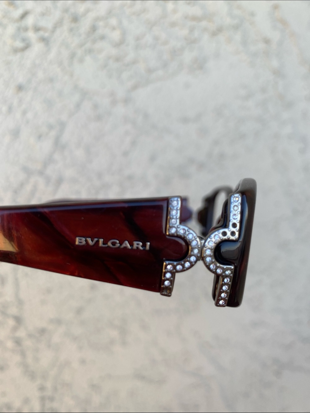 Bulgari Brown Tortoiseshell Crystal-Accent Sunglasses